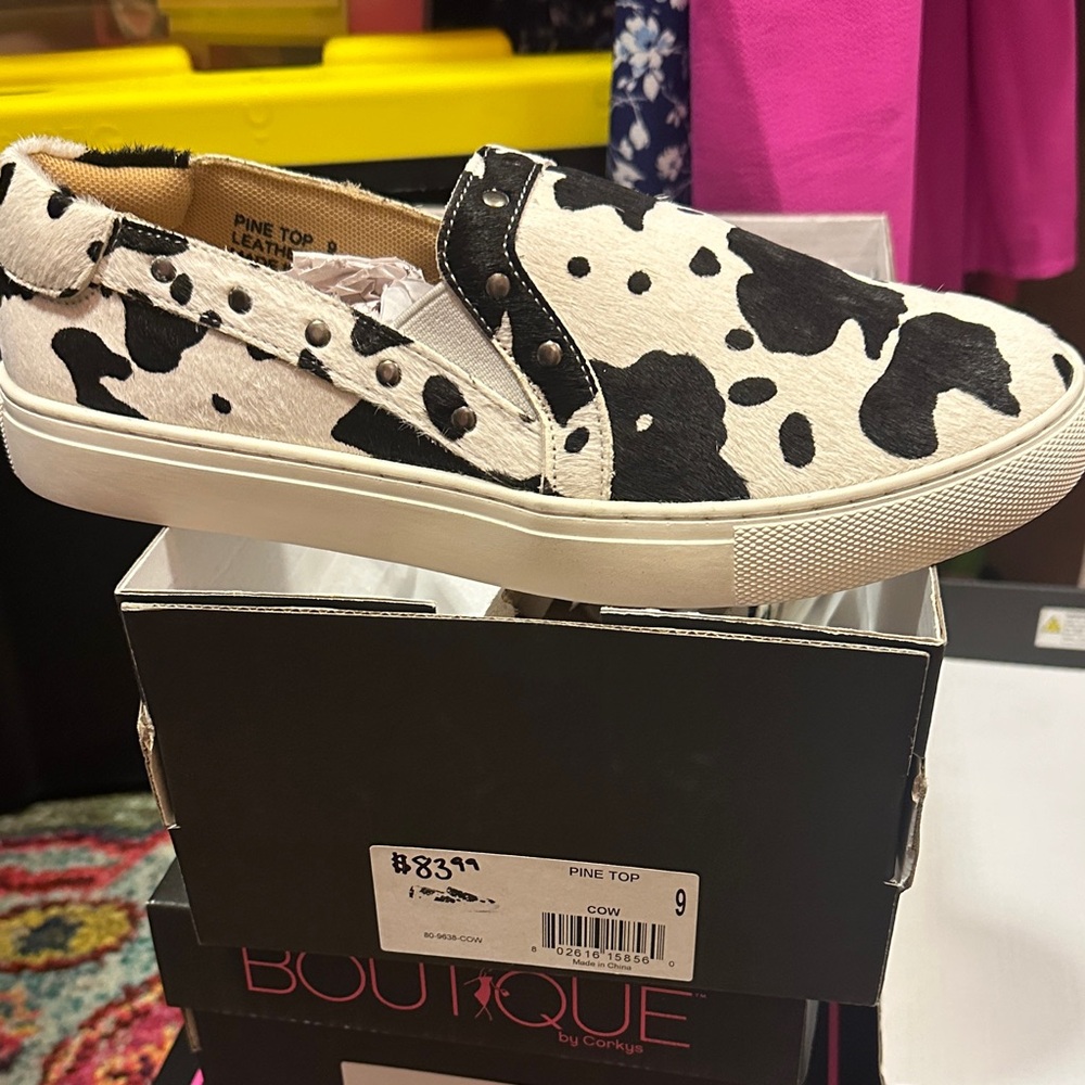 Cow Print Slip-On Shoes